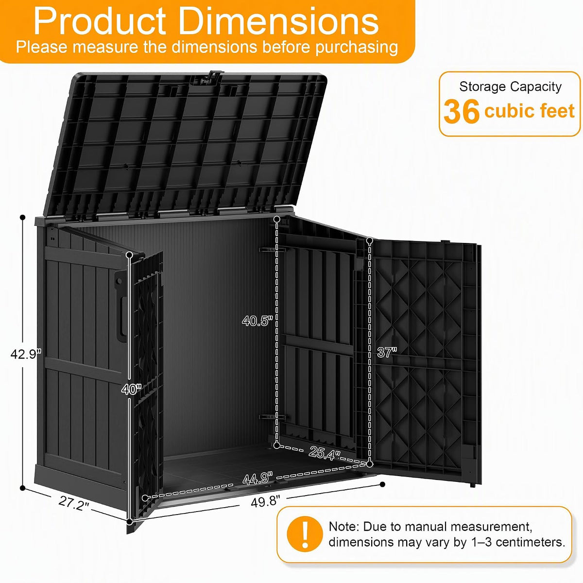 outdoor storage box & cabinet 36 cu ft on a desk or shelf