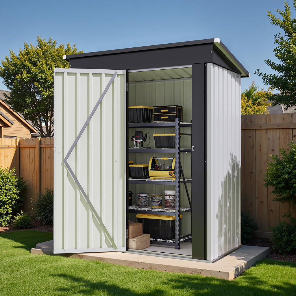 flamaker 5x3 ft storage shed waterproof metal garden, package contents