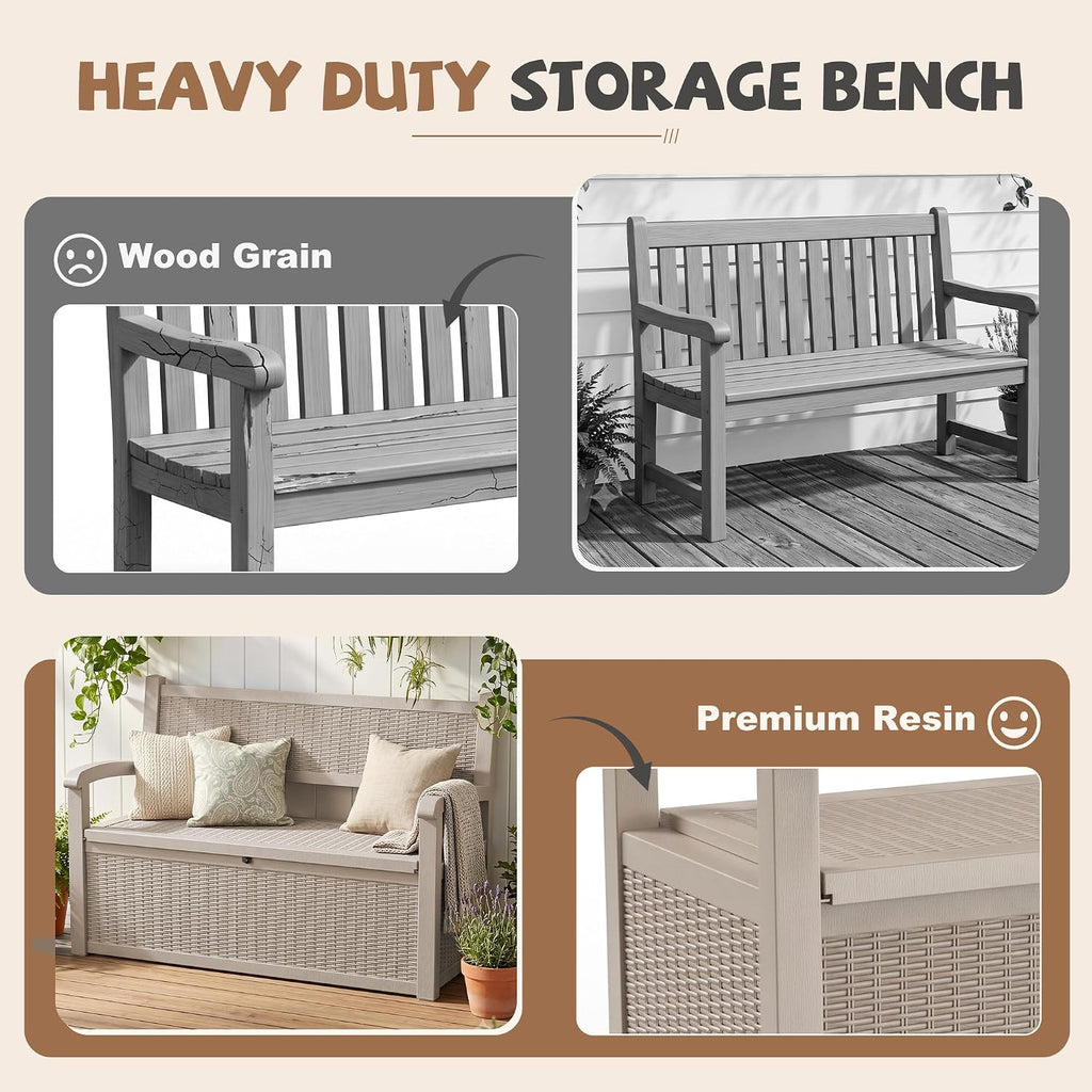 efu outdoor bench storage deck box,120 gallon waterproof, package contents