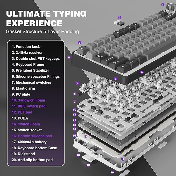 YUNZII B75 PRO Wireless Mechanical Keyboard, 75% Layout