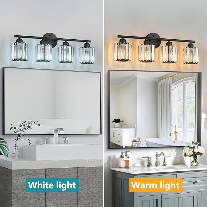 FDPBY Modern 4 Light Crystal Vanity Light, Compatible