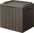 GUNJI 30 Gallon Small Deck Box Outdoor Waterproof Resin Storage Box Lockable Storage Container Outside Package Delivery (Brown)