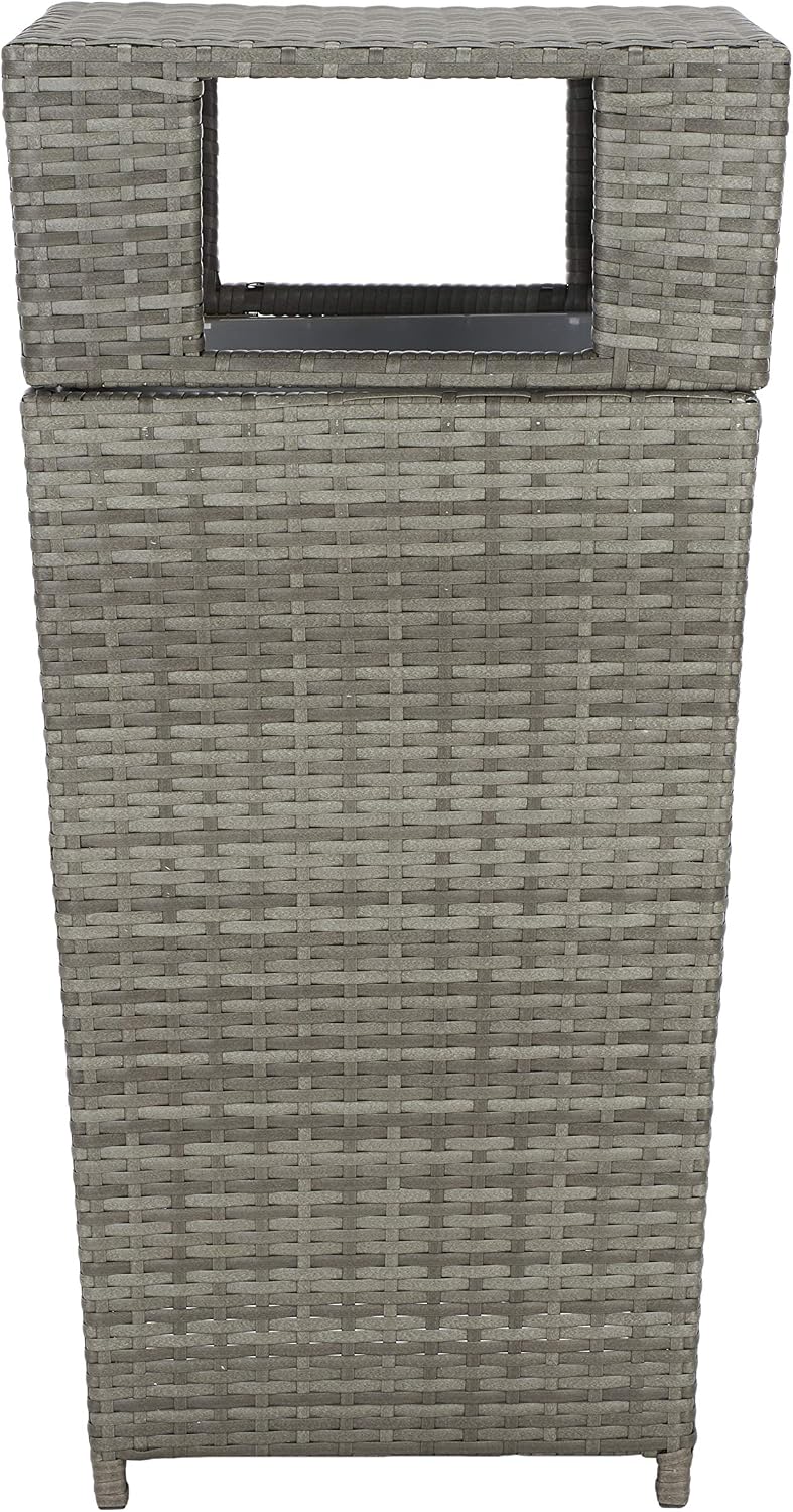 SAFAVIEH Outdoor Mazeli Wicker Trash Can, 35.1" Grey PAT7512B