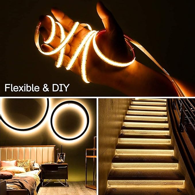 PAUTIX COB LED Strip Light CCT Tunable White IP65 Waterproof, CRI90+ 24ft/7.5m