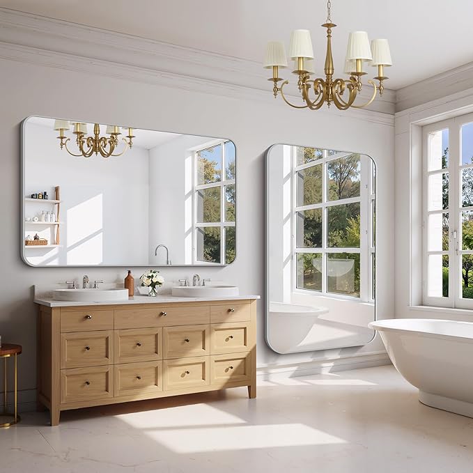 FORBATH 60x36 Inch Silver Bathroom Mirror