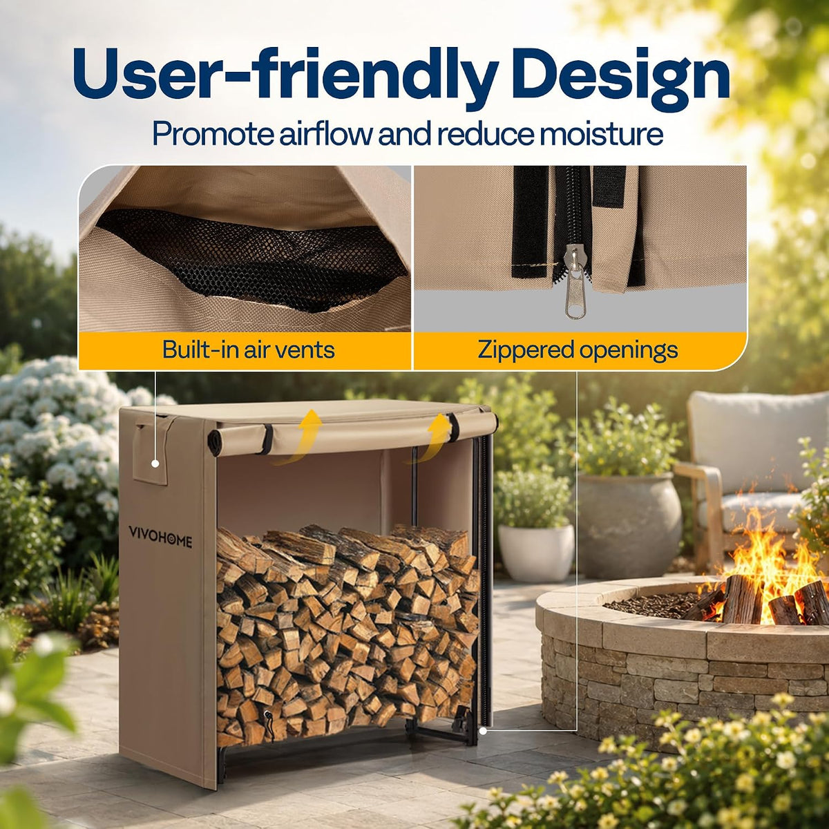 vivohome 3ft waterproof outdoor firewood log rack cover, package contents