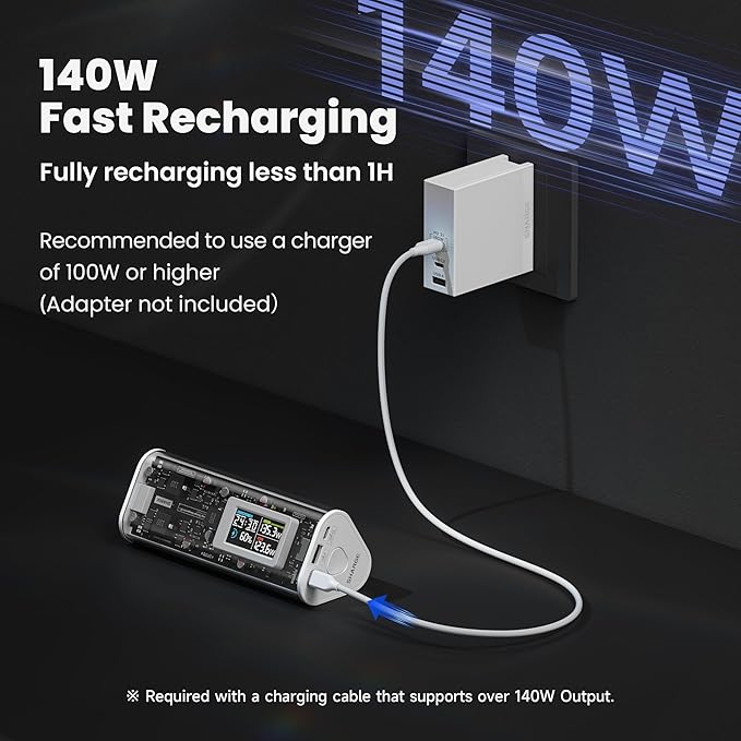 SHARGEEK 170 Power Bank, 170W Total 24, 000mAh High Capacity Portable Charger