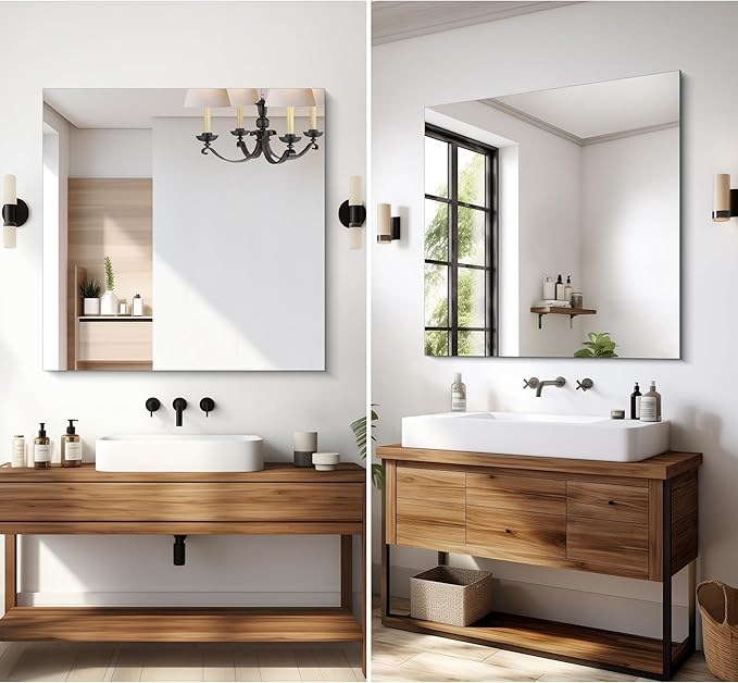 CILIBER Frameless Wall Mirror, 36x36 inch Square Bathroom Mirrors
