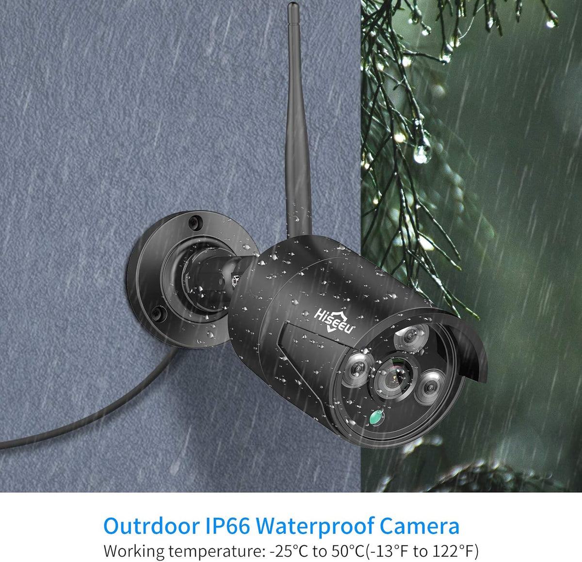 hiseeu 5mp black camera add on security camera, close-up detail