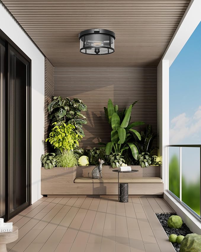 Outdoor Ceiling Light with Motion Sensor 9.3in