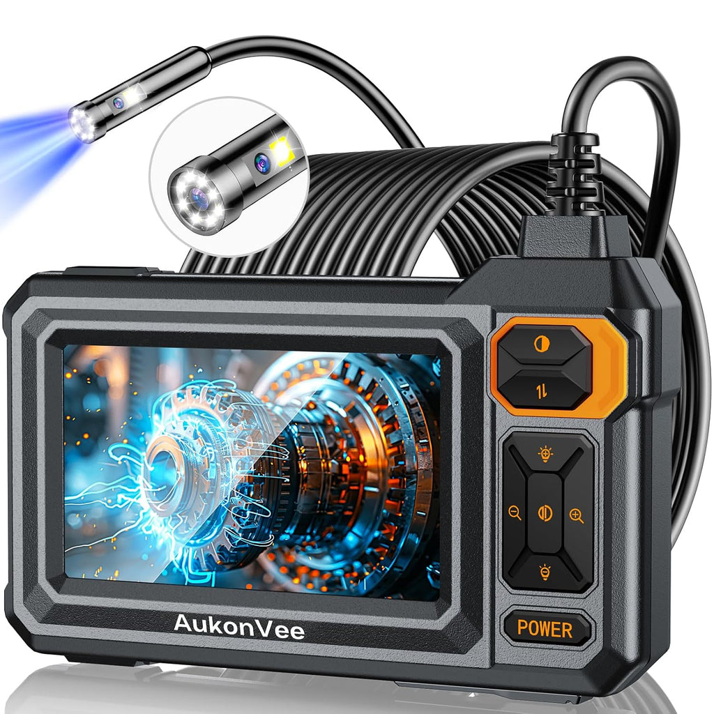 Dual Lens Endoscope Camera with Light, 4.3" IPS 1920P HD Borescope Camera