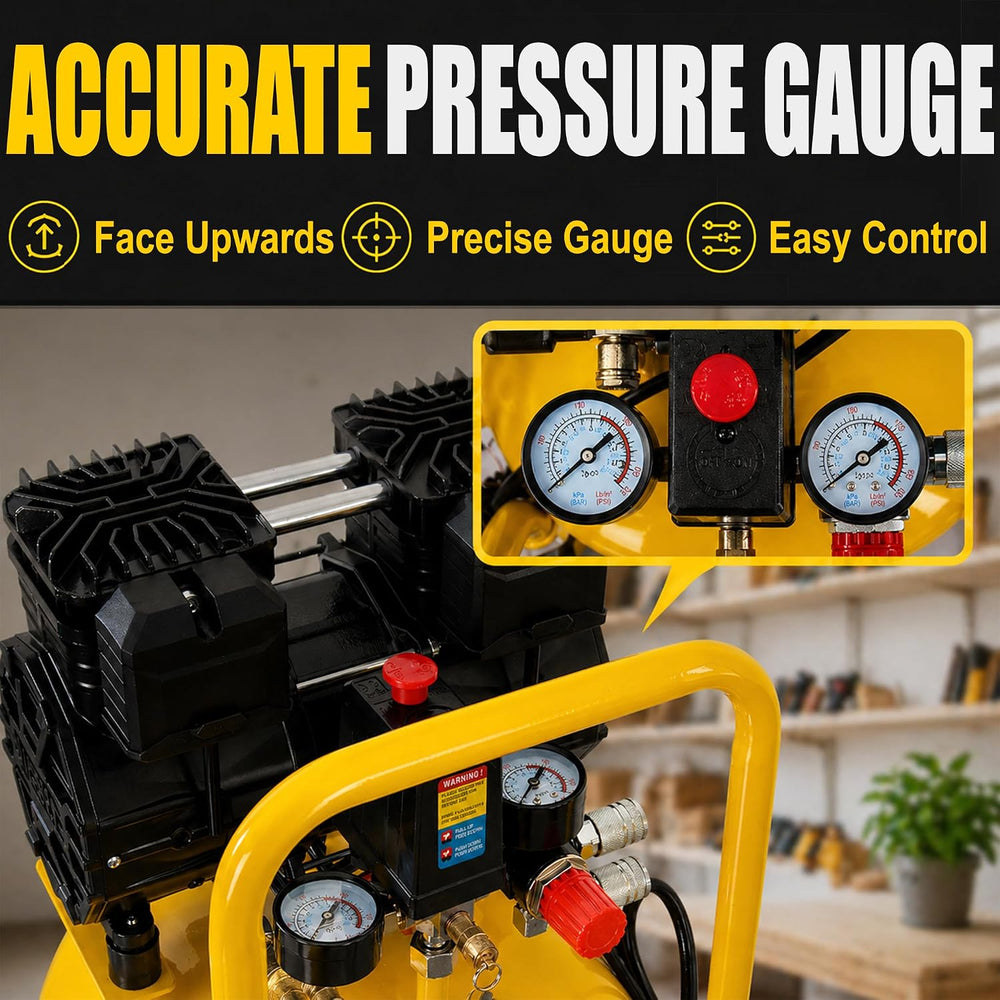 15-Gallon Air Compressor, 2HP, Quiet 66dB, 4.5CFM@90PSI
