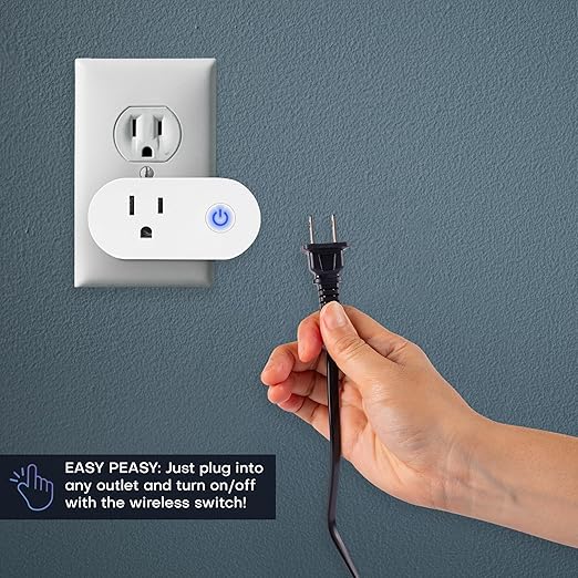 RunLessWire Wall Plug Bluetooth Battery-Free Wireless Light Switch Kit 30ft BLE