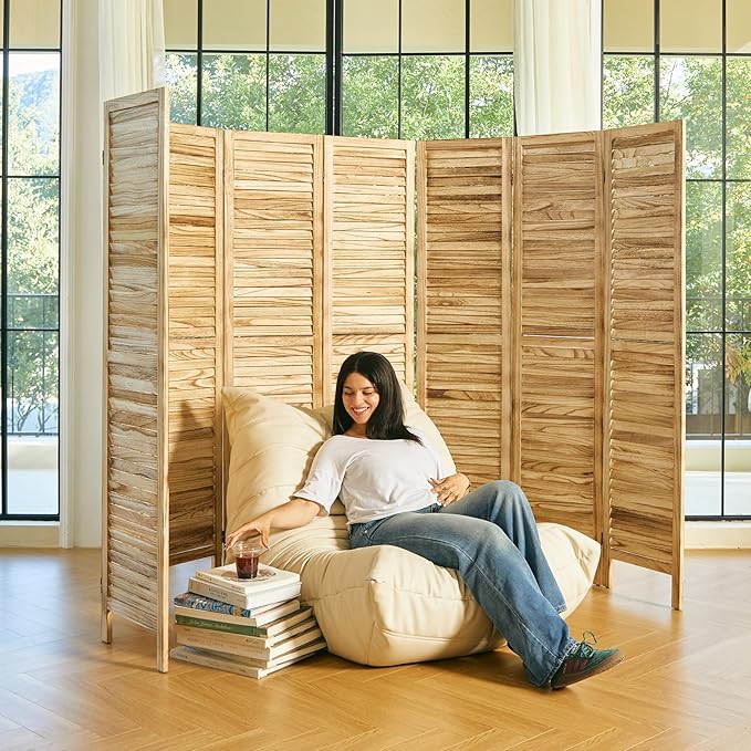 Room Dividers and Folding Privacy Screens, Wood Louvered Separators Divider Wall