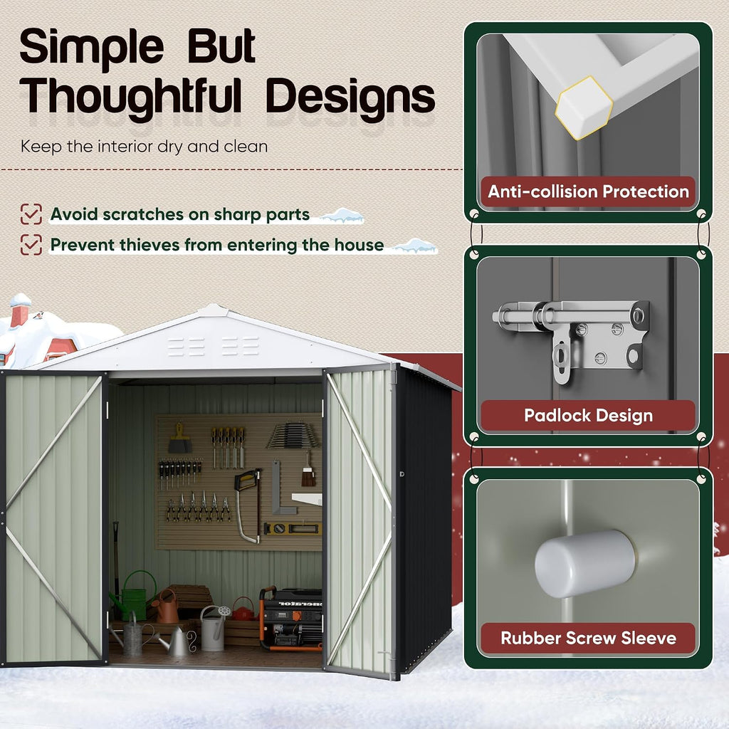gunji 8 x 6 ft shed outdoor storage, side view