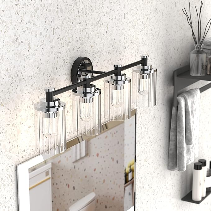 PHIXART Bathroom Lighting Fixtures Black and Chrome Bathroom Vanity Light