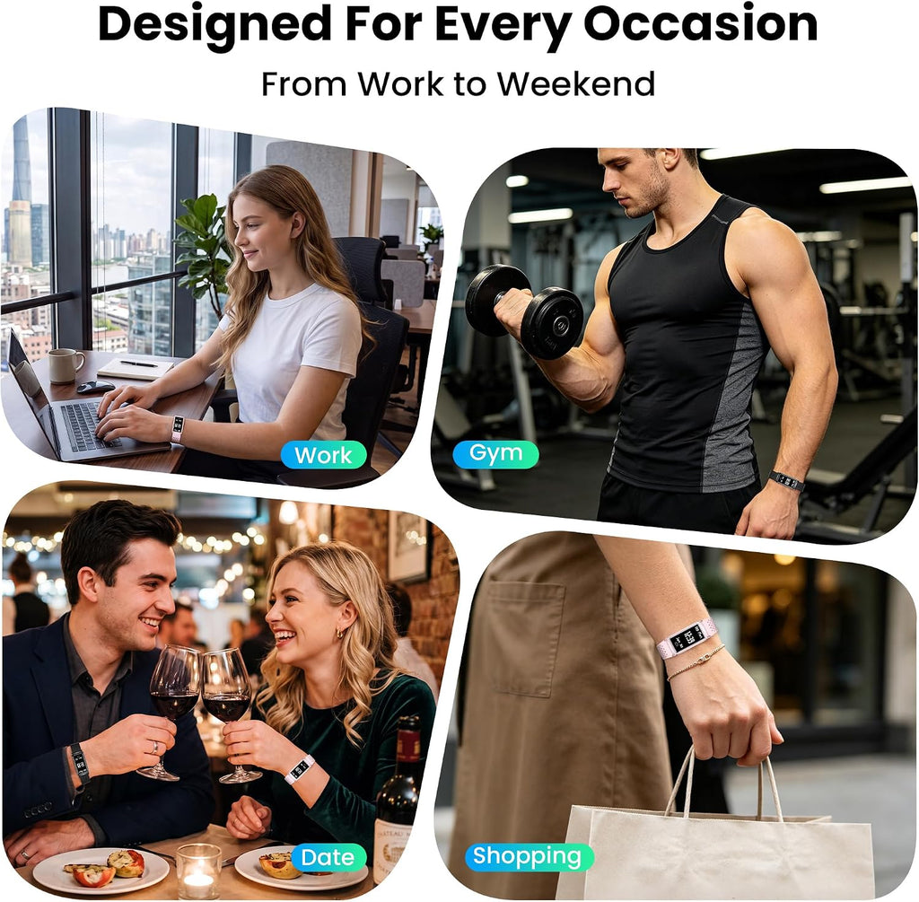 fitness tracker with heart rate & sleep tracking, side view