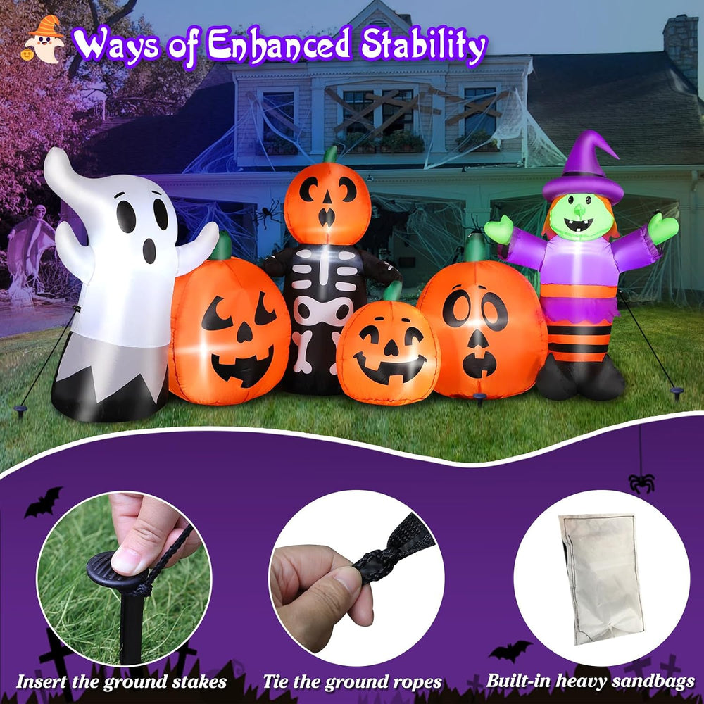 8 ft Halloween Inflatable Pumpkin Outdoor Decoration, Large Blow Up Witch, Gh...