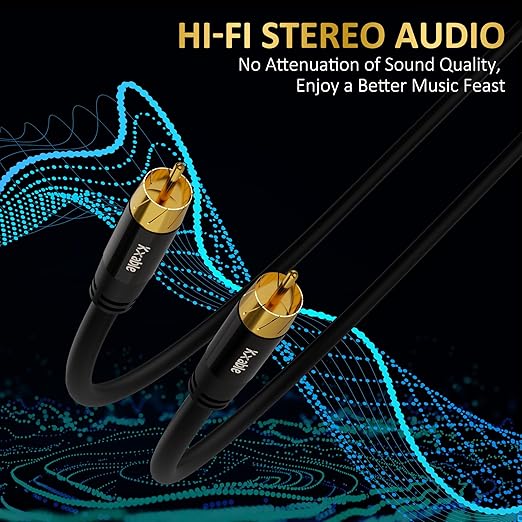 Subwoofer Cable RCA to RCA Audio Cable 100FT, Digital Coaxial Audio Cable