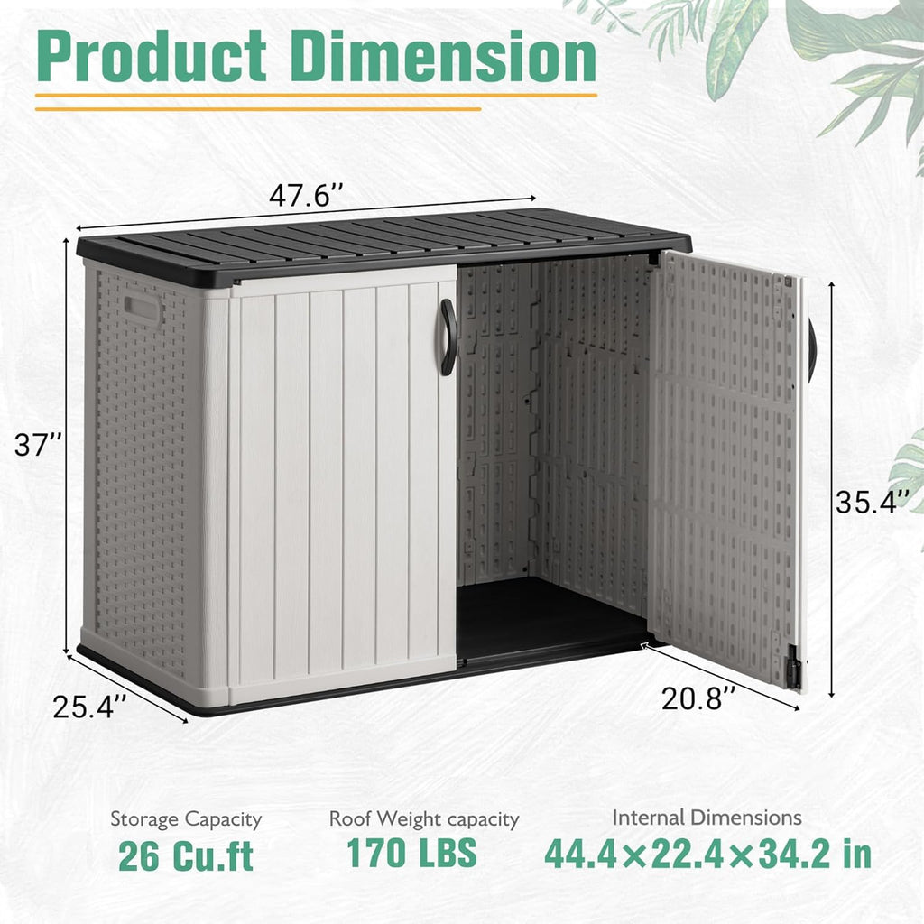 greesum 26 cuft outdoor storage cabinet with 2 shown in use