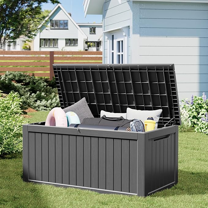 NUNU LAB 270 Gallon Large Resin Deck Box, Waterproof Outdoor Storage Box