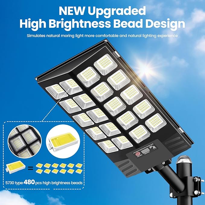 2 Pack 16" Large Solar Street Lights Outdoor Waterproof