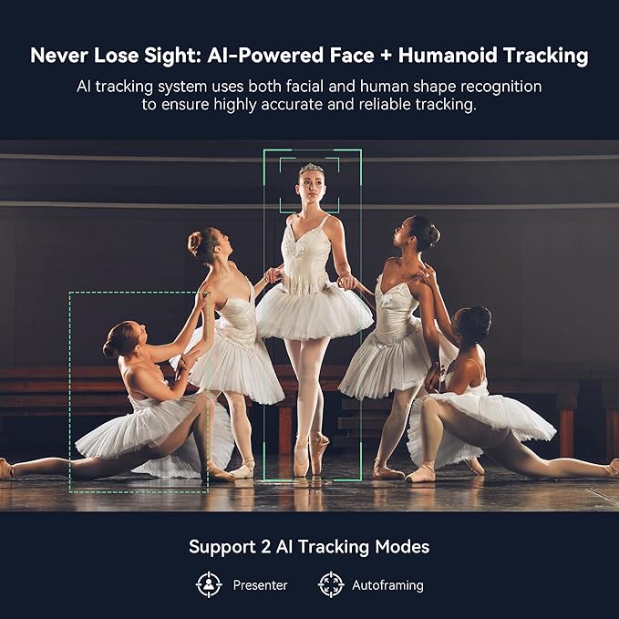 TONGVEO 4K NDI PTZ Camera AI Auto-Tracking 20X Optical Zoom HDMI IP Live