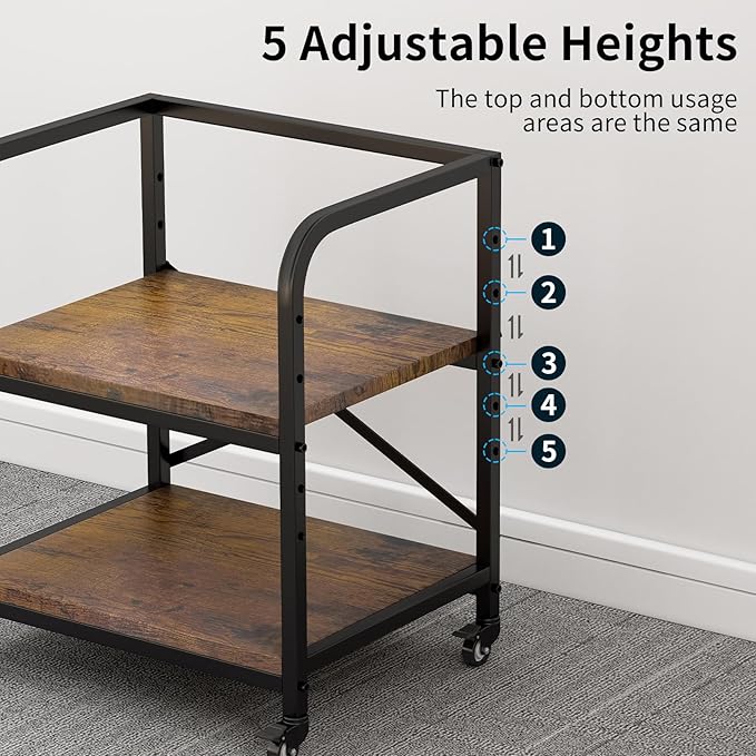 Vokumba 2 Tier Under Desk Printer Stand, Large Printer Table