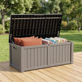 148 Gallon Resin Deck Box - Outdoor Storage Chest for Patio Furniture Cushions, Garden Tools, Pool Accessories & Backyard Organization Lockable Waterproof All-Weather, Easy Assembly