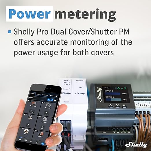 Shelly Pro Dual Cover/Shutter PM | LAN and Wi-Fi Connection, Professional DIN