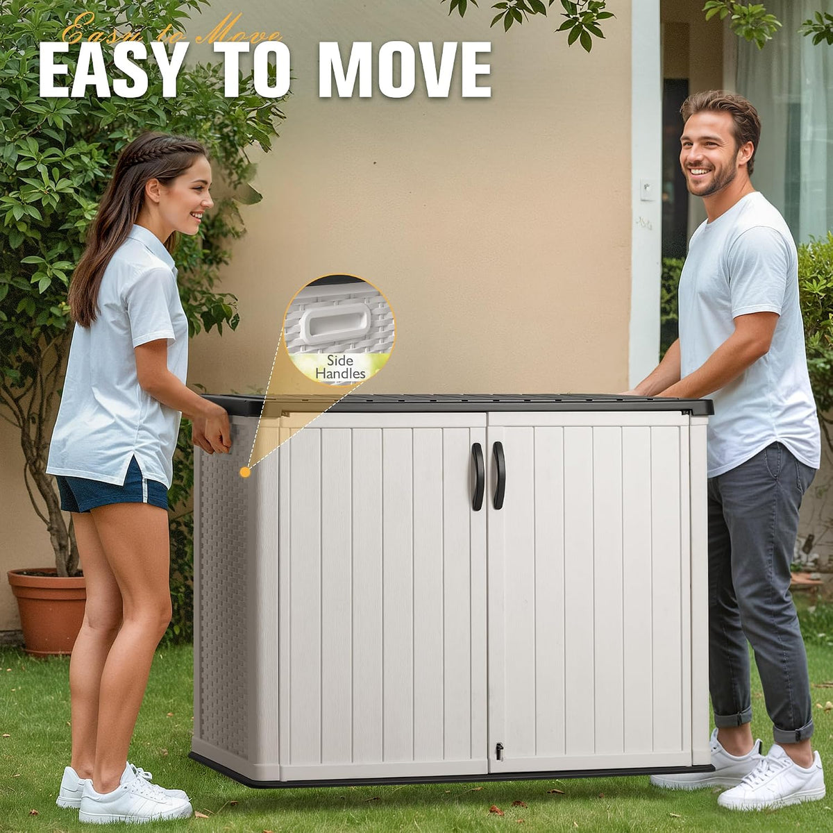 greesum 26 cuft outdoor storage cabinet with 2, side view