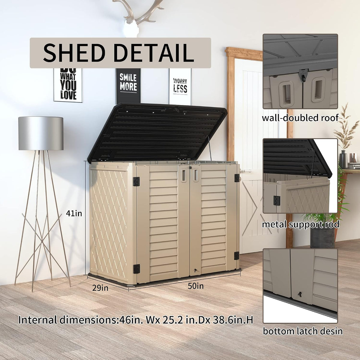 homspark storage shed weather resistance, multi-purpose outdoor storage, close-up detail