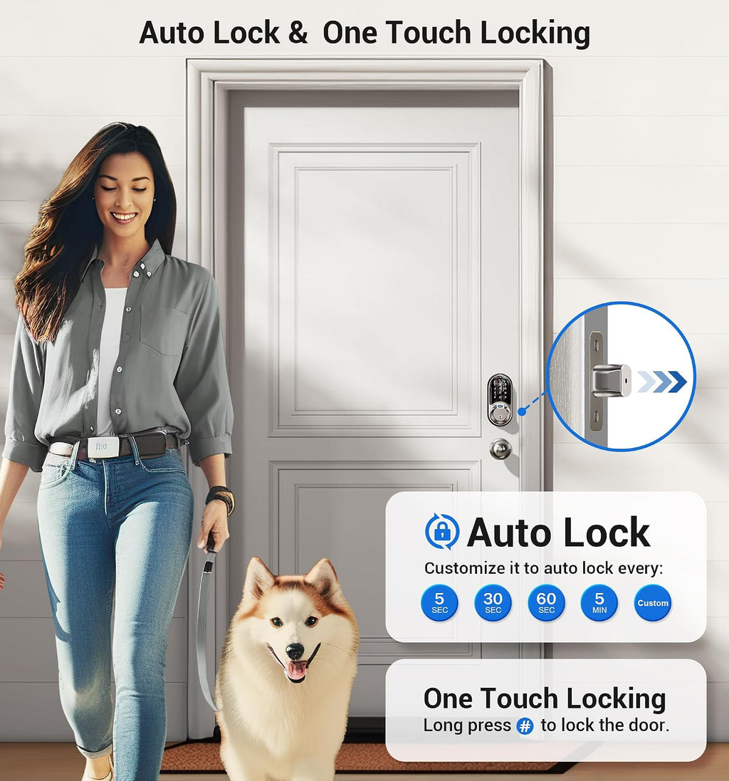 veise rz07c fingerprint smart locks deadbolt 2 knobs, close-up detail
