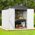 Greesum 6x4FT Outdoor Storage Shed, Utility Tool Shed, White