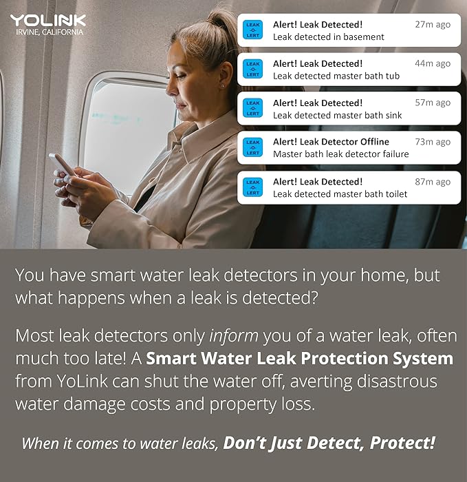 YoLink SpeakerHub & Three Water Leak Sensors Starter Kit – Plays Tones/Sounds (3-Pack)