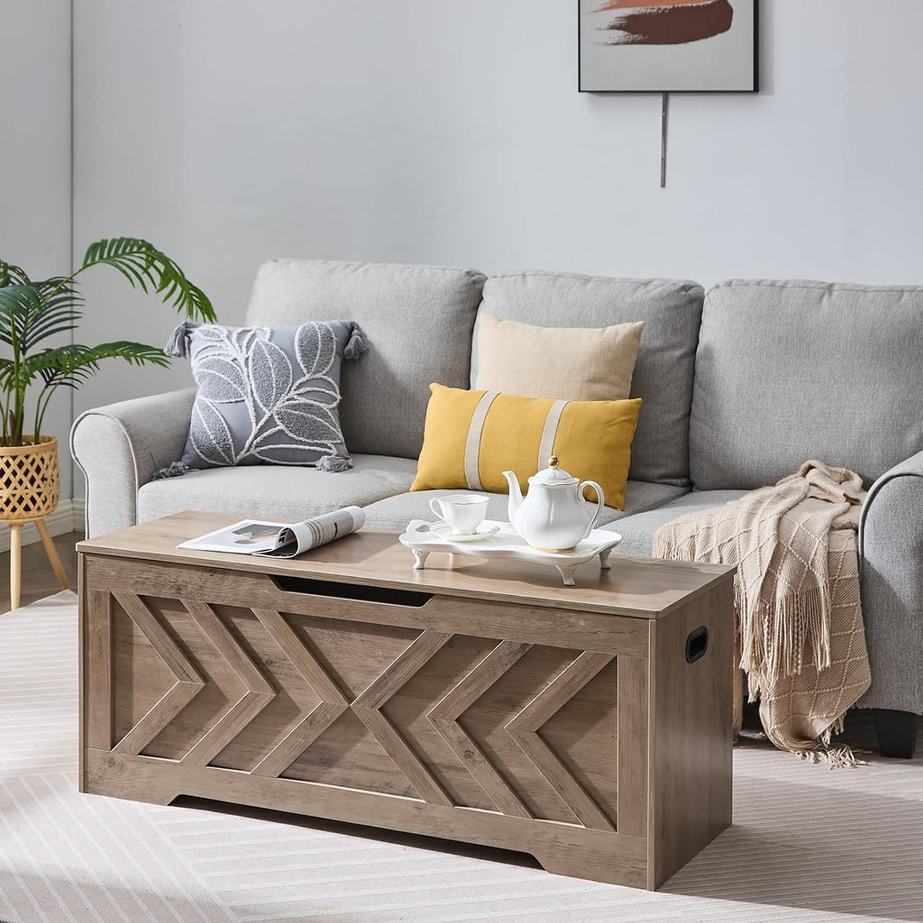 47.2” storage bench,extra large wooden storage chest with on a desk or shelf