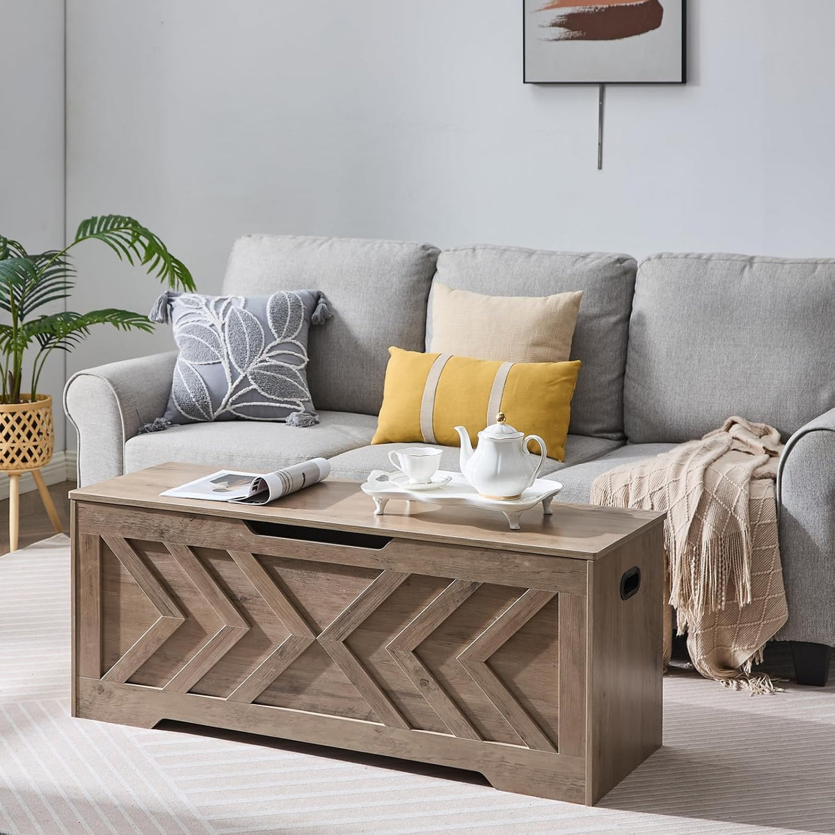 47.2” storage bench,extra large wooden storage chest with on a desk or shelf