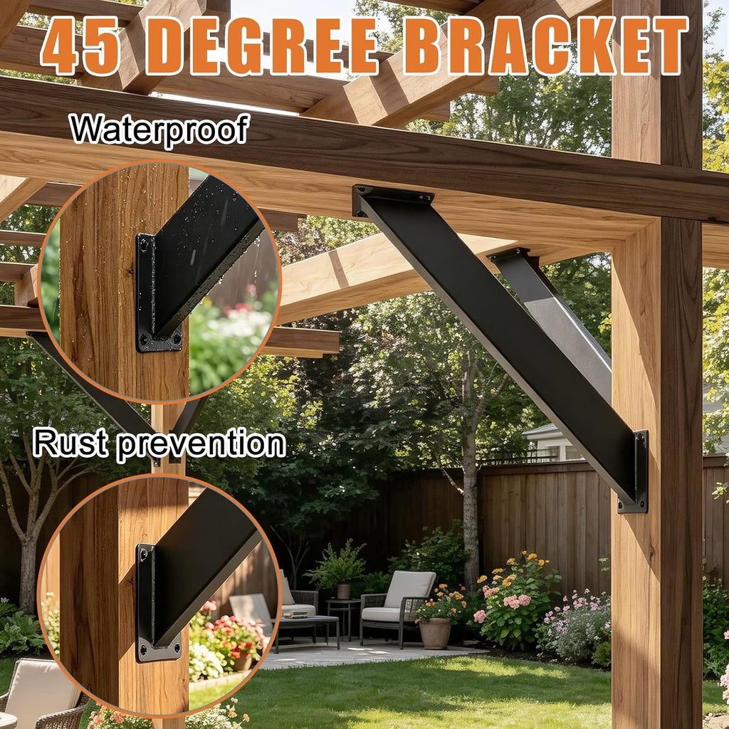 45 degree angle support brackets for pergola,gazebos, side view