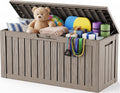 Outdoor Storage Box,140 Gallon Waterproof Resin Deck Box with Support Rod