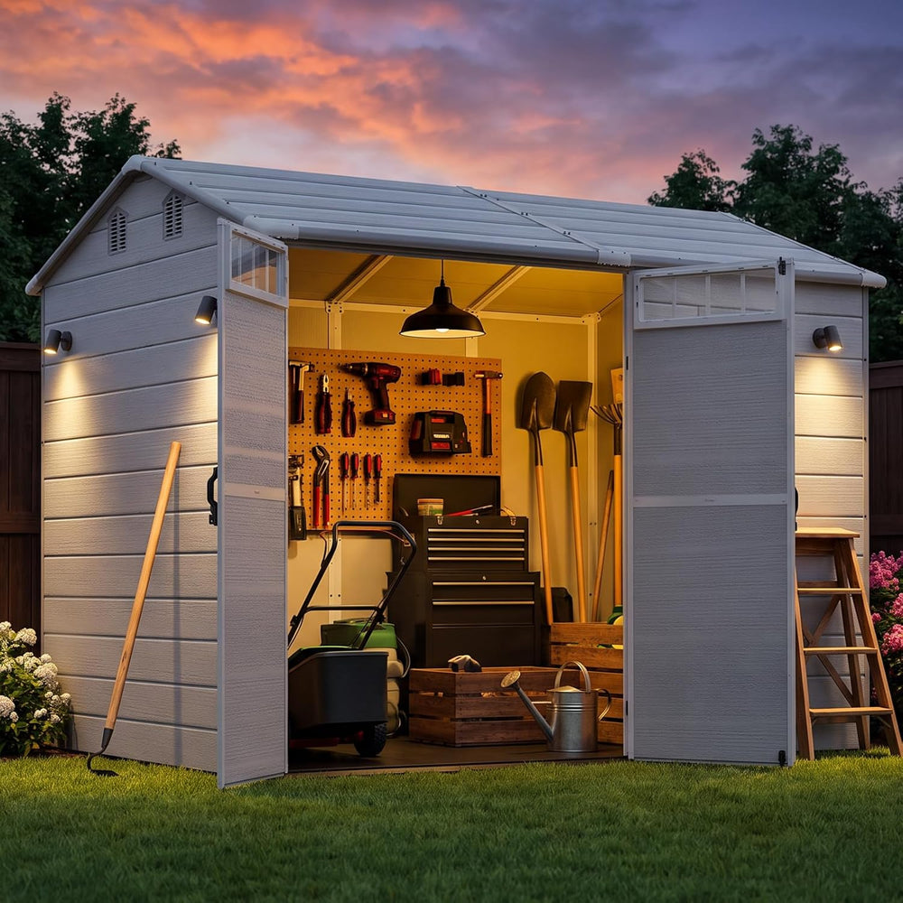 NORTHSKY 8x6 FT Resin Storage Shed with Floor,Outdoor Shed for Backyard