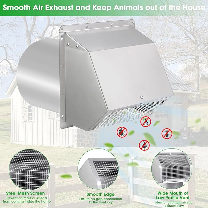 4 Inch Dryer Vent Cover Outside Hooded Wall Vent