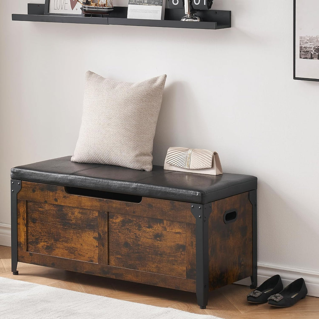 idealhouse 39.4" storage bench with 2 safety hinges on a desk or shelf