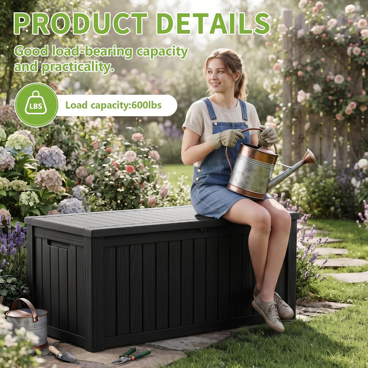 rojik 170 gallon waterproof outdoor deck storage box, package contents