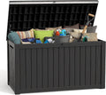 Deck Box Large Outdoor Storage for Patio Furniture, Outdoor Cushions, Garden Tools and Pool Supplies, Waterproof, Resin, Lockable (Black, 200 Gallon)