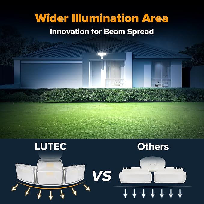 LUTEC 80W 9000LM LED Security Light Hardwire Motion Sensor Outdoor Lights