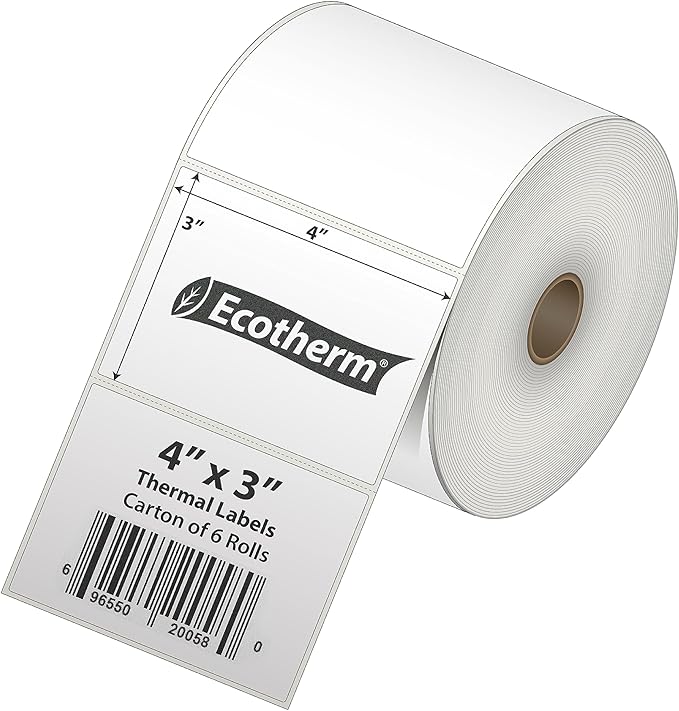 4" x 3" Thermal Labels | 6 Rolls | 5580 Labels | fits Zebra, Offnova Thermal