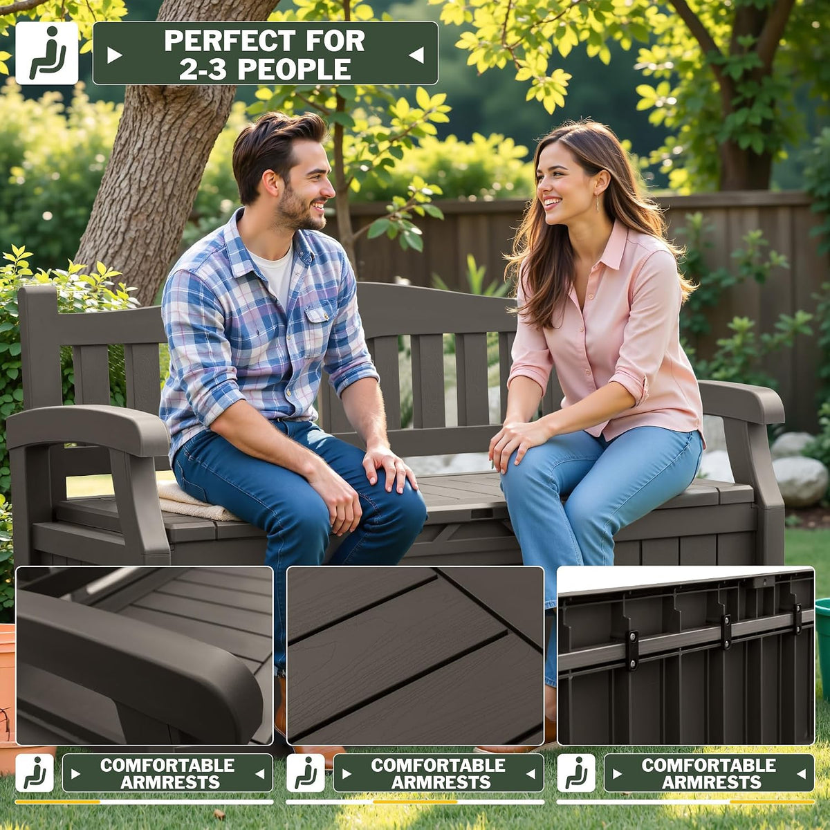 flamaker 80 gallon storage bench, deck box with, package contents