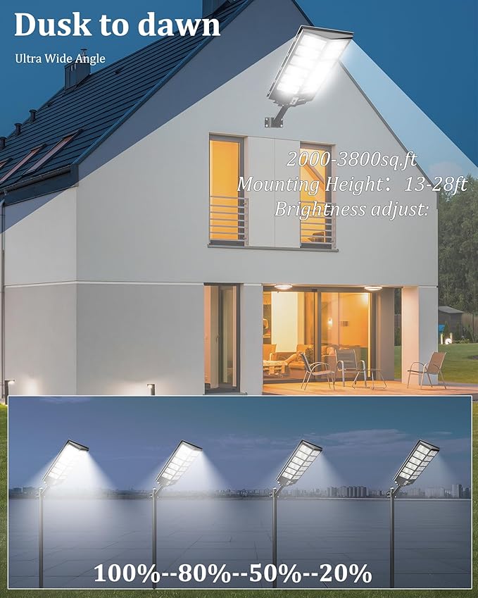 Ofuray Of-9600W Solar Street Lights Outdoor, 660000Lm Solar Security Flood