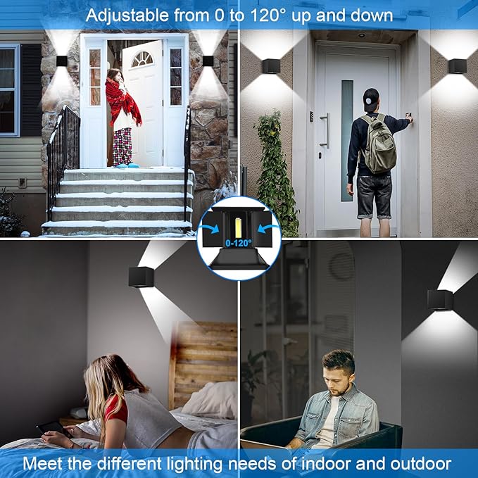 ledmo LED Up and Down Outdoor Wall Lights 20W Anti-Rust Adjustable Modern Wall (2 Pack)