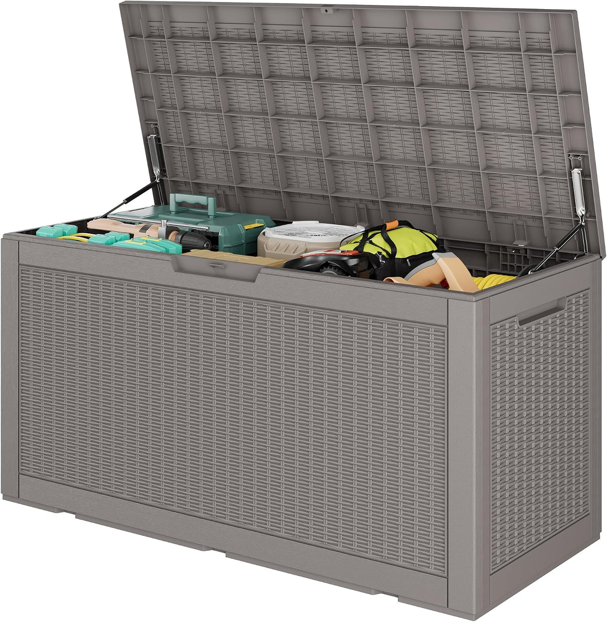 Outdoor Storage Waterproof Deck Box for Patio (100 Gallon, Grey)